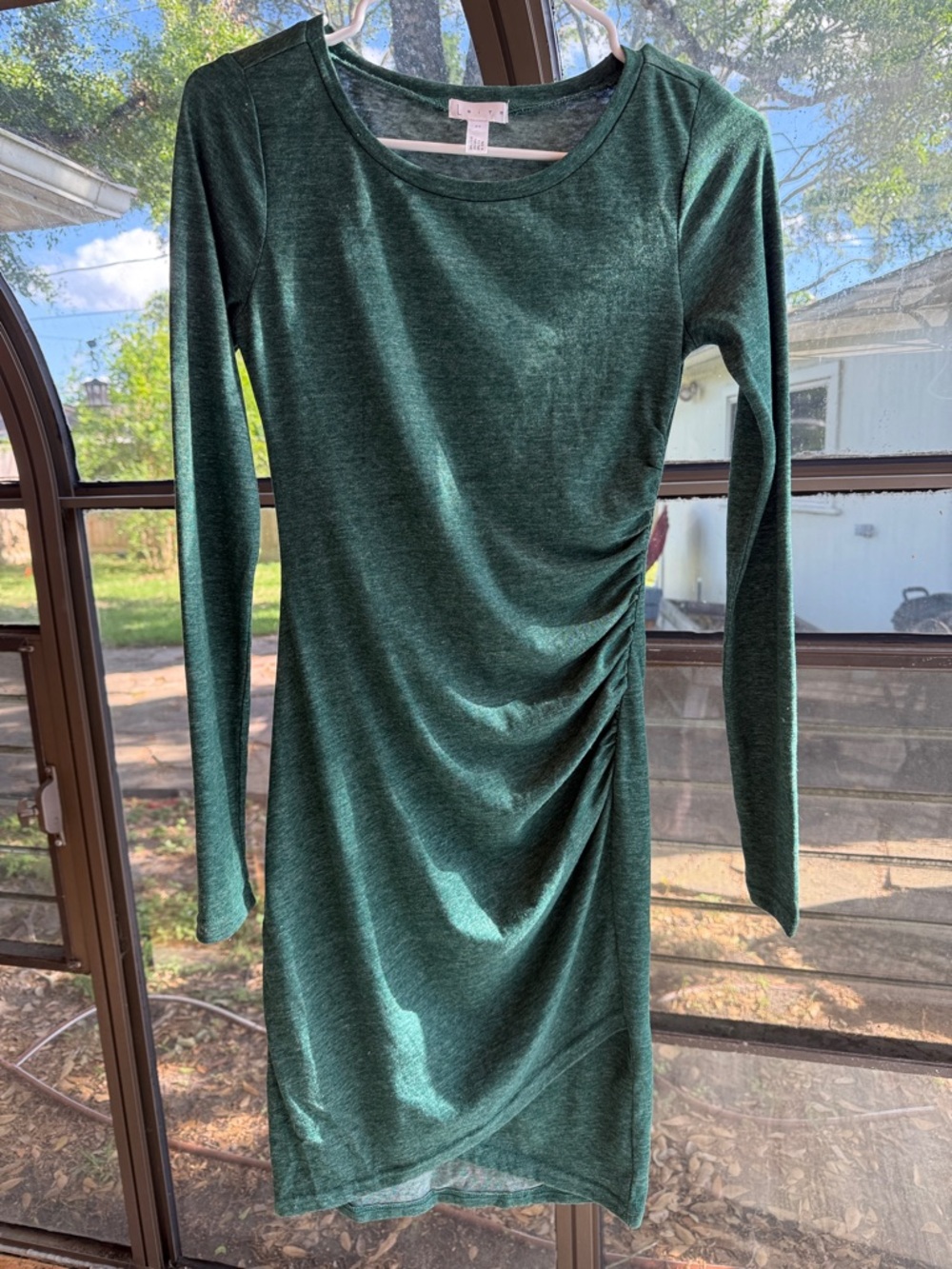 Nordstrom Long-Sleeve Ruched Bodycon Dress - Green